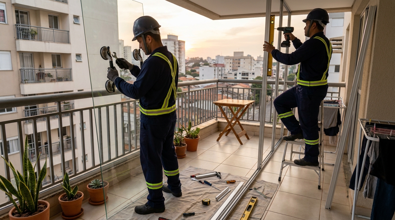 Divisória de vidro em residência em Maceió-AL